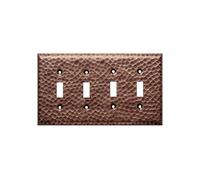 Monarch Abode Toggle Light Switch Cover Plate - 4-Gang Antique Copper Outlet Covers, Hand Hammered Decorative Outlet Cover Wall Plates, Light Switch Plate Covers for Electric Outlets, Pack of 1