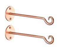 Monarch Abode Wall Mount Plant Hook Premium Metal Decorative Hanging Bracket for Plants Bird Feeders Planters Home Decor, Heavy Duty, 7.5 inch, Set of 2, Brushed Copper Finish