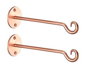 Monarch Abode Wall Mount Plant Hook Premium Metal Decorative Hanging Bracket for Plants Bird Feeders Planters Home Decor, Heavy Duty, 7.5 inch, Set of 2, Brushed Copper Finish