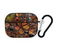Monarch Butterflies AirPods Pro Case Cover with Keychain Ring PC Hard Shell Protective Case for AirPods Pro 2nd for Women Men Generation Easy Open Full Drop Protection Cover Black-Style