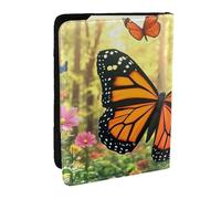 Monarch Butterflies and Lush Foliage Printed Passport Holder,Travel Pu Leather Passport Cover Case Organiser for Men Women,6.5 Inch