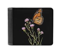 Monarch Butterflies Aspen Thistle Classic Mens Wallets Women Slim Bifold Wallet Card Holder for Front Pocket
