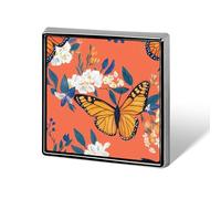 Monarch Butterflies Badge Pin Brooch Square Shape Button Aluminum Decor for Backpacks Hats 0.7 Inch