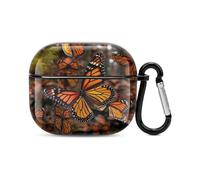 Monarch Butterflies Bluetooth Earbuds Case Cover Full Body Shockproof Protection Hard Case Support Wireless Charging with Keychain Personalized Gift for AirPods 3