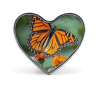Monarch Butterflies Buttons Pin Memorial Boutonniere for Wedding Groom Bride, Customize Lapel Heart Pin for Christmas, Men Women Costume Decorative Fashionable Brooches