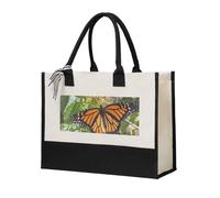 Monarch Butterflies Canvas Tote Bag For Women Personalized Present Bag Large Capacity Reusable Shopping Bag Suitable For Wedding, Birthday, Holiday Great Gift For Mom, Teachers, Friends, Bridesmaids