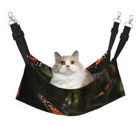 Monarch Butterflies Cat Hammock for Cage Hanging Soft Pet Hammock Bed with Adjustable Straps and Metal Hooks Reversible Double Sided Hanging Bed Soft Sleeping Hammock for Cats