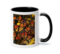 Monarch Butterflies Ceramic Coffee Mug with Handle 11 Ounces, Porcelain Mug Coffee Cup Tea Mug Water Cup Ideal for Coffee,Tea,Latte,Cappuccino,Microwave & Dishwasher Safe Unique Gift Cup