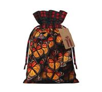 Monarch Butterflies Color Blocked Linen Drawstring Gift Bag, Reusable Gift Bag