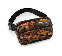 Monarch Butterflies Fanny Pack Belt Bag with Adjustable Strap Fashion Waist Bag for Outdoor Sports Hiking, white, 20x13cm, Full Printed Waist Bag