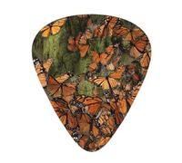 (Monarch Butterflies) Guitar Picks Set Of 12 With Transparent Plastic Box For Bass Electric And Acoustic Guitars Ukulele