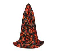 Monarch Butterflies Hooded Cape For Teenagers, Unisex Cloak Robe Hooded Halloween Costume Satin Witches Vampire Cloak Fancy Dress Up Children