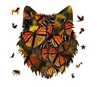 Monarch Butterflies Jigsaw Puzzle 175PCS Wolf Head Design Puzzle Wooden Jigsaw Puzzles for Adults Families