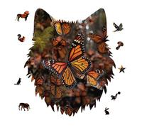 Monarch Butterflies Jigsaw Puzzle 175PCS Wolf Head Design Puzzle Wooden Jigsaw Puzzles for Adults Families