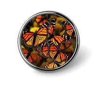 Monarch Butterflies Lapel Pin Brooches Round Fashion Brooch Pin Cute Button Badges Alloy Button Pins for Hat Shirt Clothing Bags