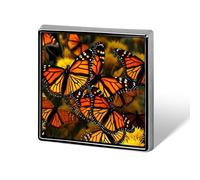 Monarch Butterflies Lapel Pin Square Metal Brooch Pin with Secure Pin Back Fashion Button Badge for Clothing, Hats, Bags Decoration