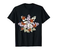 Monarch Butterflies & Lilac Floral Design T-Shirt