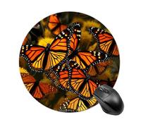 Monarch Butterflies Mouse Pad Funny Round Mousepad Anti-Slip Rubber Mouse Mat Laptop Desk Accessories 7.8 X 7.8 Inch for Office and Home Use