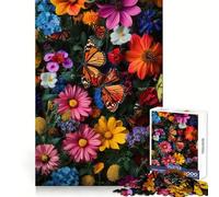 Monarch Butterflies on Flowers Jigsaw Puzzle for Adults 1000 Pieces Cognitive Train Clear Tone Pattern Assemble Birthday Art Gift (50x75cm)