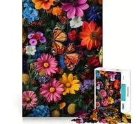 Monarch Butterflies on Flowers Jigsaw Puzzle for Adults 1000 Pieces Cognitive Train Clear Tone Pattern Assemble Birthday Art Gift (50x75cm)
