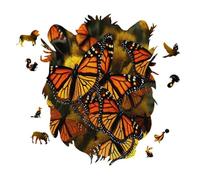 Monarch Butterflies Personalized Jigsaw Puzzles, 141 Pcs Wooden Jigsaw Puzzle Tiger Head Shape Puzzle Gift