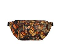 Monarch Butterflies Print Bumbag Large Fanny Pack, Crossbody Waist Bag with Adjustable Strap Chest Bag for Hiking Travel Fitness and Daily Carry