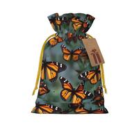 Monarch butterflies print Christmas Bag - Premium Holiday packet, Festive Xmas Packaging with Joyful Designs