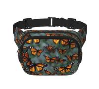 Monarch butterflies print Fanny Pack Purse with Adjustable Strap Square Double Layer Waist Bag Belt Unisex Everywhere