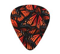 Monarch Butterflies Print Guitar Picks, 12 Pcs Guitar Plectrums Celluloid Pick Classical Triangle Picks for Acoustic, Electric, Bass Guitar including 0.46mm 0.71mm 0.96mm