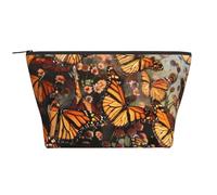 Monarch Butterflies Print Makeup Bag Trapezoid Travel Cosmetic Organiser Stylish Storage for Beauty & Gifts for Women Girls
