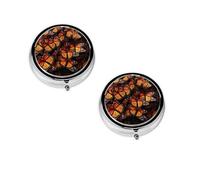 Monarch Butterflies -Print Portable Round Pill Box - Stylish Round Pill Organizer for Travel Compartments Gift for Medication Management