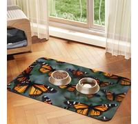 Monarch butterflies print PU Leather Feeding Mat for Dogs Cats Pet Food Mat Absorbent Non-Slip Rubber Bottom