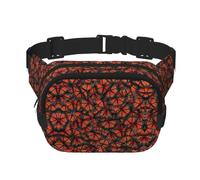 Monarch Butterflies Print Unisex Square Double Layer Waist Bag Crossbody Fanny Pack Travel Workout Accessory, Black, One Size