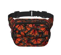 Monarch Butterflies Print Unisex Square Double Layer Waist Bag Crossbody Fanny Pack Travel Workout Accessory, Black, One Size, Black, One Size