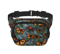 Monarch Butterflies Print Waist Pack Square Waist Bag Workout Hiking Running Travel Gym Pretty Zipper Fashion