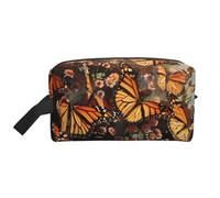 Monarch Butterflies Printed Cosmetic Case with Handle, Lightweight Compact Storage for Makeup, Toiletries & Gadgets, Make up Organiser for Travel, School, Work