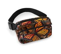 Monarch Butterflies Printed Fanny Pack Fanny Packs for Women Men,Crossbody Bag Large Chest Bag with Adjustable Strap for Outdoors Workout Traveling Casual Running, Monarch Butterflies, 20x13cm
