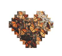 Monarch butterflies Printed Jigsaw Puzzle 10.8x12.8 CM, Heart-Shaped Puzzle Challenging Game for Adults, Fun Decorative Wall Decor