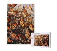 Monarch butterflies Printed Jigsaw Puzzle with Storage Box, Wooden Puzzle for Adults and Kids, 1000 Pieces Family Fun Decorative Game