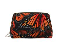 Monarch Butterflies Printed Makeup Bag for Women Portable Leather Make up Bag Travel Gold Zipper Cosmetic Bags Organizer