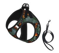 Monarch Butterflies Printing Dog Summer Harness With Leash Set,Adjustable And Reflective Step-In Puppy Pet Vest Harnesses