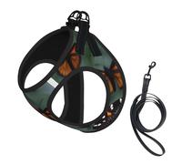 Monarch butterflies printing Puppy Harness, Dog Harness and Leash Set, Soft Mesh Reflective Breathable Lightweight Vest-Style