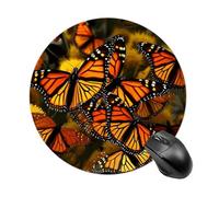 Monarch Butterflies Round Mouse Pad, Non-Slip Rubber Base Waterproof Washable, Computer Mouse Mat for Office Gaming Studying, Premium-Textured Durable Portable Circle Mousepad for Desktop PC Notebook