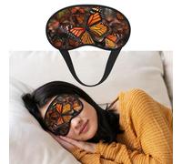 Monarch Butterflies Sleep Mask Soft Blackout Eye Mask with Adjustable Strap Comfortable Eye Shade Cover for Women Men Deep Rest Travel Work Home