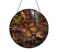 Monarch Butterflies Stained Glass Window Hanging Sign Suncatcher