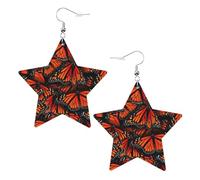 Monarch Butterflies. Star Shape Earrings, Modern Dangle Earrings, Women's Statement Jewelry for Office Daily
