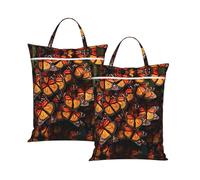 Monarch Butterflies Travel Laundry Bag with All-Over Print,Water-Resistant Twill Fabric,Smooth Zipper, Top Carry Handle,Hanging Loop,Large 58x46cm