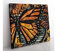 Monarch Butterflies Vol.1 Painting Modern Canvas Wall Art Print Ready to Hang, Framed Picture for Living Room Bedroom Home Office Décor, 50x50 cm (20x20 Inch)