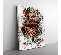 Monarch Butterflies Vol.1 Watercolour Modern Canvas Wall Art Print Ready to Hang, Framed Picture for Living Room Bedroom Home Office Décor, 50x35 cm (20x14 Inch)