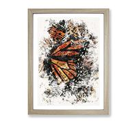 Monarch Butterflies Vol.1 Watercolour Modern Framed Print | A3 Oak Framed Wall Art | Ready to Hang | Modern Historical Picture | Living Room Bedroom Lounge Office